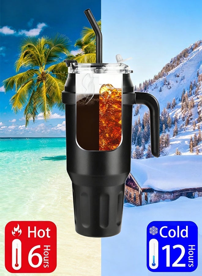 أهاكاك تمبلر معزول مع غطاء من القش ومناولة، 50 أوم، فستان السفر للمعادن الخالية من الفولاذ الحراري، شاي مثلج أو قهوة، عصير ومزيد، زجاجات الرياضة، زجاجات مياه السفر - Image 4